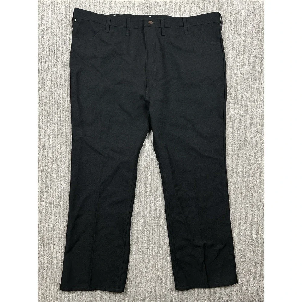 Vtg Wrangler 82BK Flat Front Western Dress Pants Black Mens 48x30 Made USA NWOT